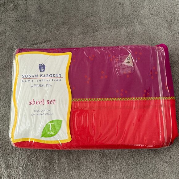 NEW Vintage Susan Sargent Home Collection Twin Sheet Set 100% Cotton Foxtrot - Picture 4 of 5